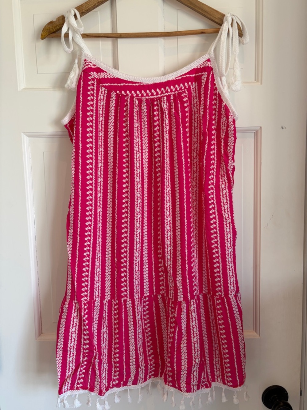 Cupshe Fuchsia Printed Tiered Mini Skirt with White Tassel Straps